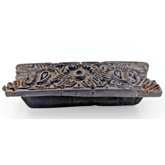 Antique Wooden Printing Block Hand Carved Textile Fabric Stamp As Is - Picture 10 of 12